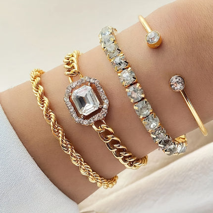 4pcs Punk Twist Chain Bracelet Set