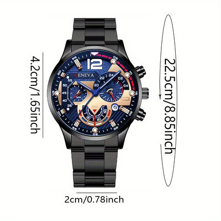 8pcs Men's Quartz Watch & Jewelry Set
