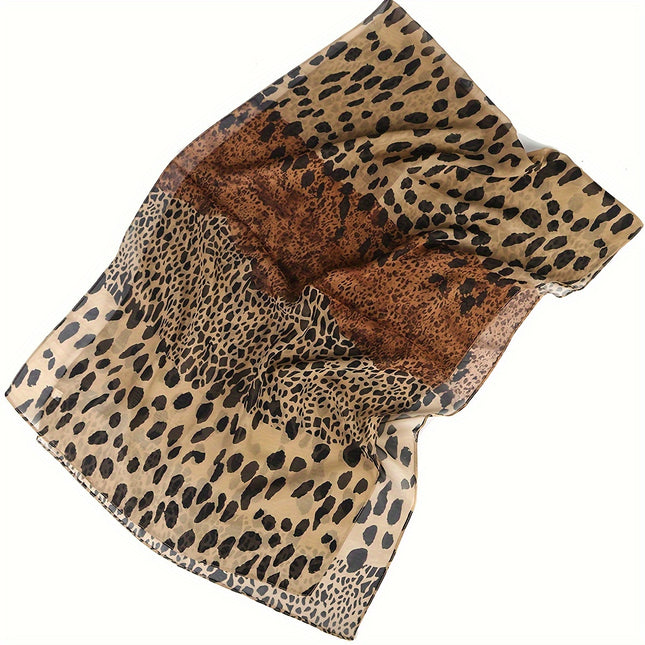 Boho Leopard Print Chiffon Scarf