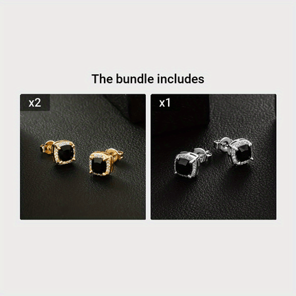 Retro Square 6mm Couple Earrings