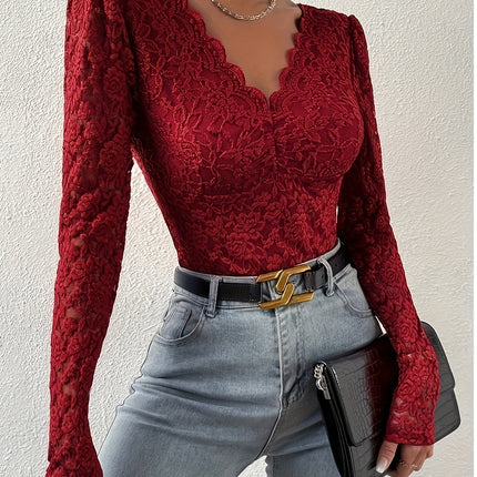 Elegant Lace Long-Sleeved Bodysuit