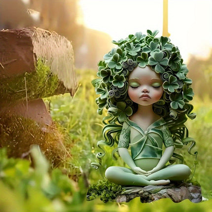 Whimsical Green Leaf Fairy Garden Stake