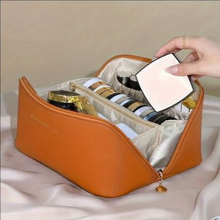 Double-Layer Travel Makeup Organizer – Sleek & Spacious - Monti Bargains