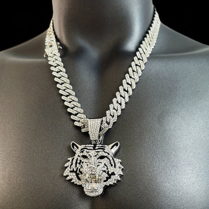 Iced-Out Tiger Head Necklace