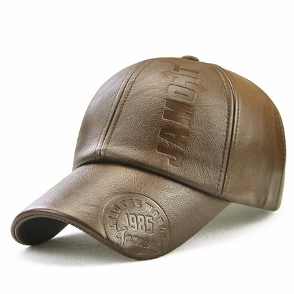 PU Leather Embossed Baseball Cap