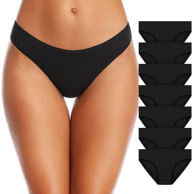 7pcs Solid Low Waist Briefs