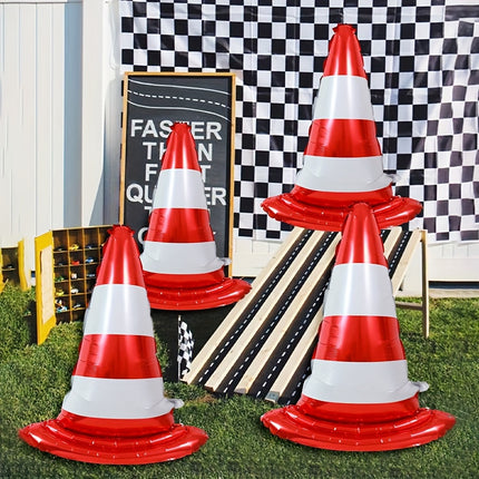 4pcs Red Racing Roadblock Foil Balloons