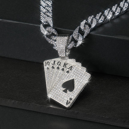 1pc Poker Pendant + Cuban Chain