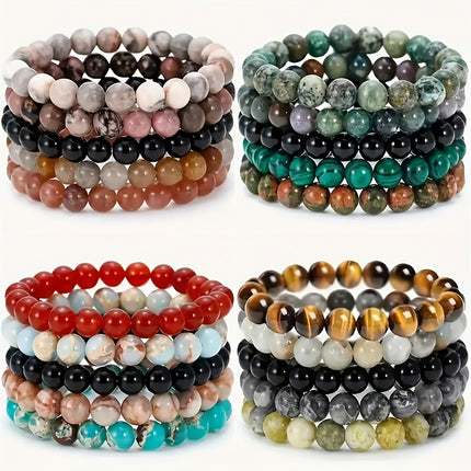 5pcs Natural Stone Bracelet Set