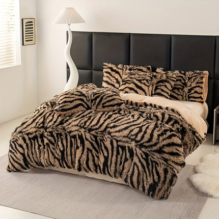 Plush Zebra Print Duvet Set