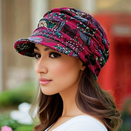 Vintage Flower Print Newsboy Hat