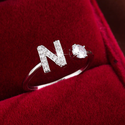 Adjustable Letter Zirconia Copper Ring