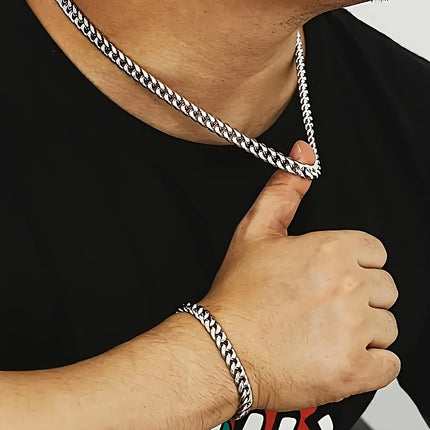 2pcs Men's 7mm Cuban Chain Set