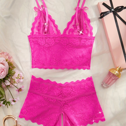 Sexy Floral Lace Christmas Lingerie Set