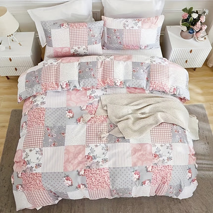 Floral Patchwork Duvet Cover Set - Soft & Cozy Bedding