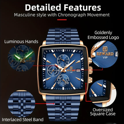 Luxury Blue Rectangle Quartz Watch