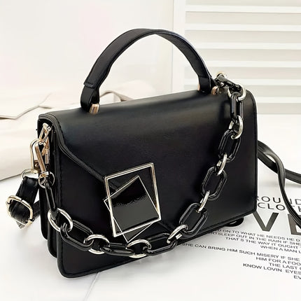 Solid Color PU Leather Crossbody