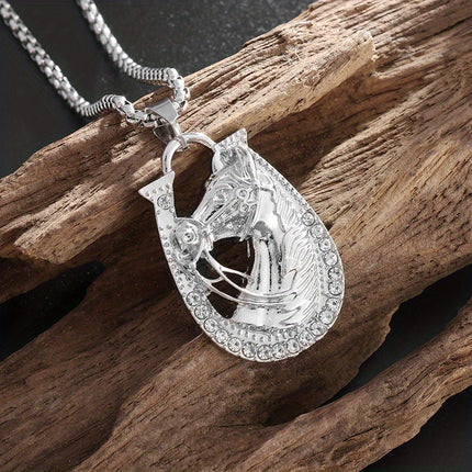 Golden Horse Head & Horseshoe Necklace
