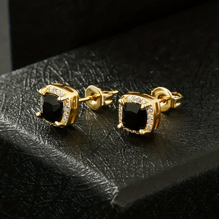 Retro Square 6mm Couple Earrings