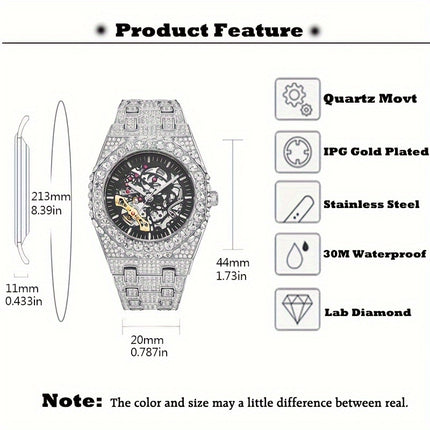 MISSFOX Luxury Ice Rhinestone Watch