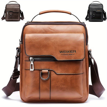 Vintage Leather Crossbody Business Bag