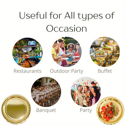 10/20Pcs Golden Disposable  Paper Plates