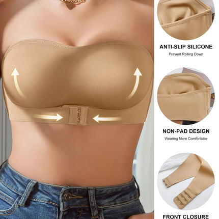 Front Buckle Strapless Bandeau