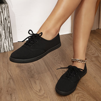 Black Canvas Lace-Up Sneakers