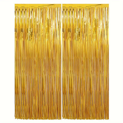 2 Packs Set of Foil Streamer Fringe Backdrop & Tinsel Metallic Decoration