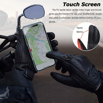 PU Leather Motorcycle Gloves - Breathable, Touchscreen Summer Gear