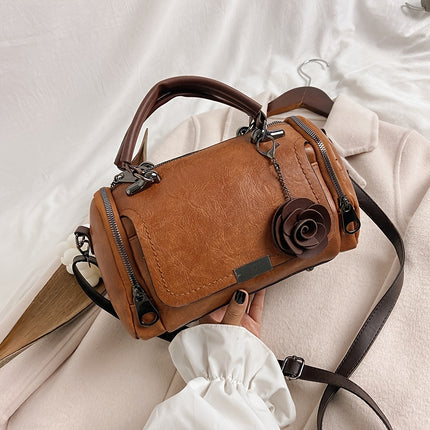 Vintage Boston Flower Satchel Bag