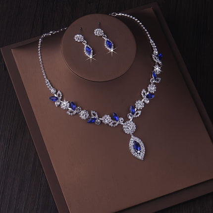 Elegant Blue Crystal Bridal Set