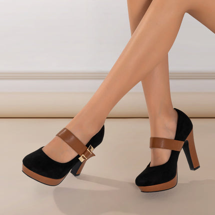 Retro Round Toe High Heeled Pumps