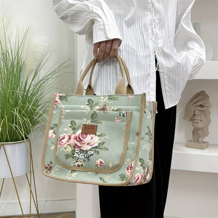 Floral Print Commuter Tote Bag
