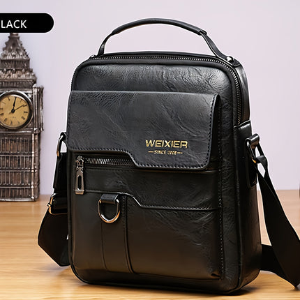 Vintage Leather Crossbody Business Bag
