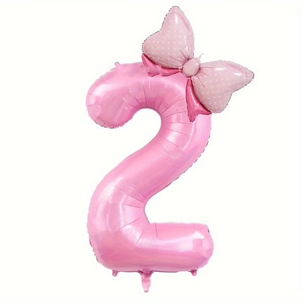 Pink Number Balloon with Adorable Bow