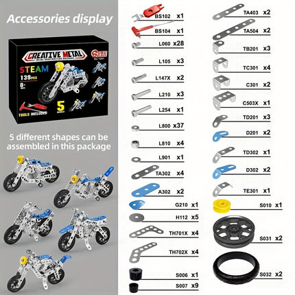 139pcs DIY Motorcycle Puzzle Model Car – Build & Play
