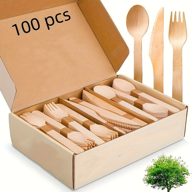 Eco-Friendly Wooden Cutlery Set – Perfect for Any Event!