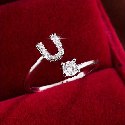 Adjustable Letter Zirconia Copper Ring