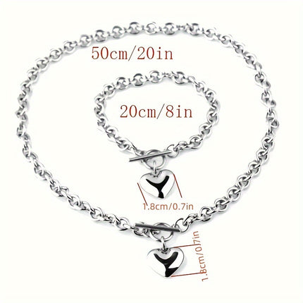 Elegant Heart Pendant Set