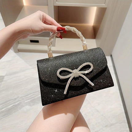 Glitter Bow Clutch Bag