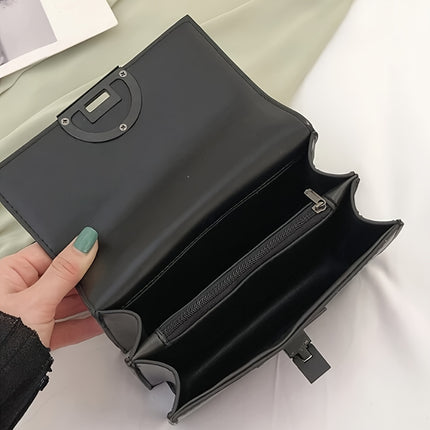Black Square Textured Chain Shoulder Bag