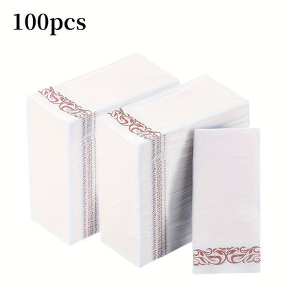 100pcs Elegant Disposable Linen-Feel Napkins