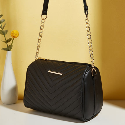 Chic Black Quilted Crossbody Bag