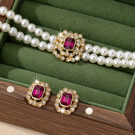 Double-Row Pearl & Rhinestone Set