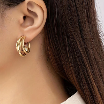 Sparkling Triple-Layer Hoop Earrings