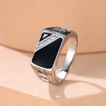 Classic Triangular Black Oil Drop Ring