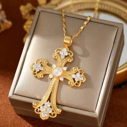 Elegant Golden Cross Pendant Necklace