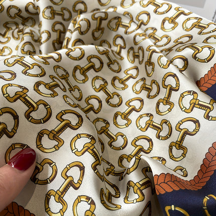 Elegant Golden Buckle Square Scarf