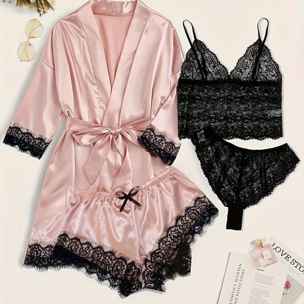 Elegant Satin Lace Lounge Set